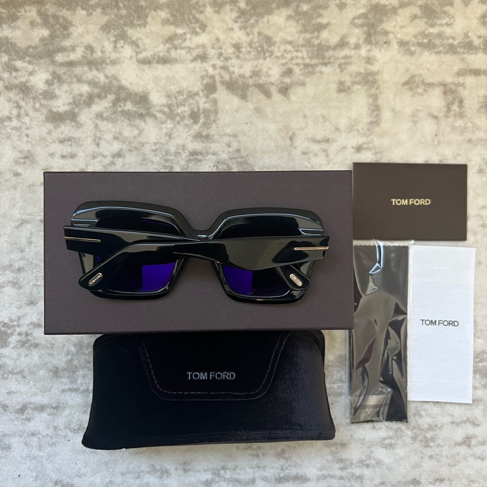 Tom Ford Black and Gold Square Sunglasses